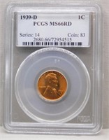 1939-D Lincoln Cent. MS66 Red PCGS.