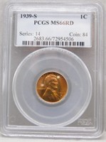 1939-S Lincoln Cent. MS66 Red PCGS.