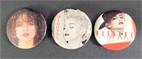 1987, 88 & 90 Original Madonna Pin Backs (3)