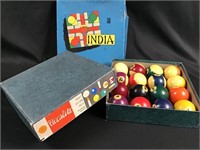 vintage pool balls and game