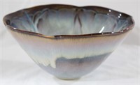 Bill Campbell Pottery Blue Drip Glazed Bowl