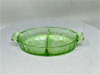Jeannette oval uranium glass divided dish