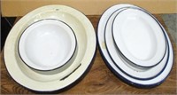 Vintage Enamel Serving Platters & Bowls