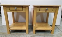 2 light wood end tables