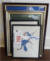 Lot #3551 - Framed print of blue jays, framed