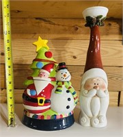 Vintage Santa Cookie Jar & Candle Holder