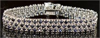 Genuine 10.21 ct Blue Sapphire 3 Row Bracelet