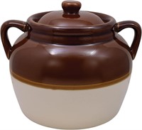 R&M 4.5-Quart Large Ceramic Bean Pot w/ Lid  Brown
