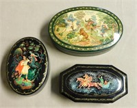 Russian Lacquered Trinket Boxes.