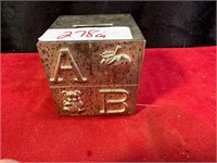 ABC'S BABY BANK VINTAGE METAL