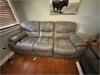 LEATHER SOFA WITH RECLINERS- HAS SOME FADING