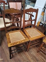 3 Cane Bottom Oak Chairs