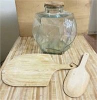 Wooden Boards w/ Large Glass Decor