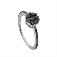 0.65ct Black Diamond Ring in 14k White Gold