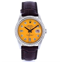 36MM Yellow Rolex DateJust Watch with Diamonds