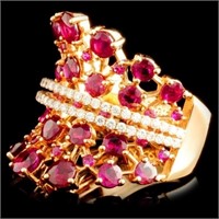 4.67ctw Ruby & 0.45ctw Diam Ring in 18K Gold