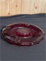 Large Fostoria ruby red coin ashtray