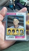 1974 Topps Cubs Manager signed by 4 coaches