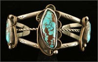 Old Pawn Sterling & Turquoise Handmade Cuff