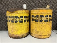 2 Cenex 5 gallon tin oil cans