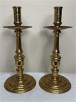 Pair of Solid Brass 13in Candlestick Holders