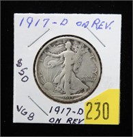 1917-D on Rev. Walking Liberty half dollar