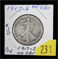 1917-S on Obv. Walking Liberty half dollar
