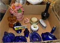 BLUE GLASSWARE  AND OTHER COLLECTIBLE MISC.