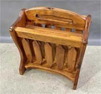 Two-Division Pine Magazine Rack