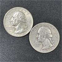 (2) 1953-D Washington Silver Quarter