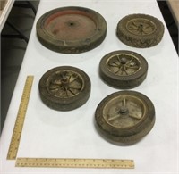 5 small wheels- diameters 7, 8, & 12 in