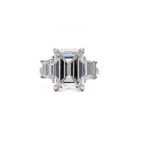 Platinum 3 Stone 8.58 ctw Emerald Cut Diamond Ring