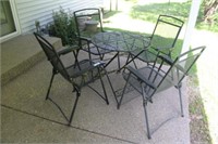 5-Piece Folding Metal Patio Set 29” Table