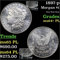 1897-p Morgan $1 Grades Choice Unc+ PL