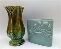 Green USA Pottery Vase * Art Deco Vase