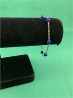 Sterling Silver Bracelet with Cobalt Blue Glass