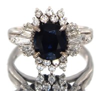 Platinum 3.57 ct Natural Sapphire & Diamond Ring