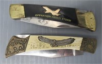 (2) Folding knives that includes Desert Storm