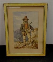 Vintage Hunter framed print 13.5in x 10.5in
