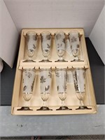 8 Vintage Mid Century Libbey Frosted Silver Leaf