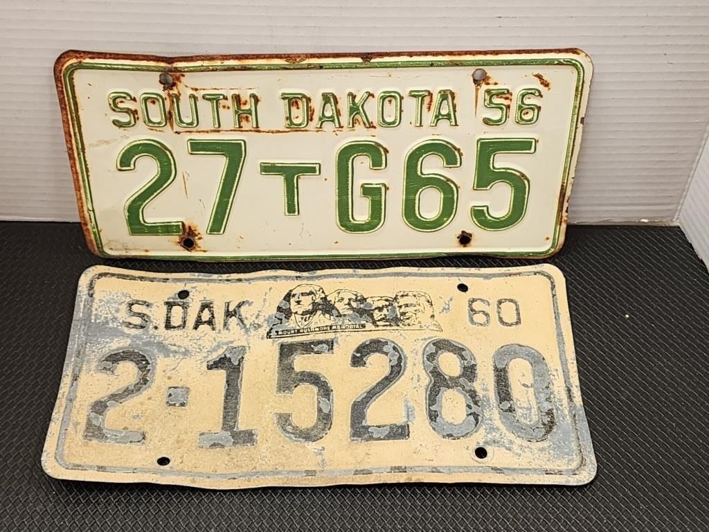 1956 and 1960 South Dakota license plates