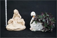 Resin Garden Statue & Swan Planter