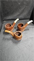 2 Vtg Pipe Shaped Planters & 1 Pipe Ashtray