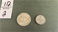 Vintage - French silver coins- lot of 2