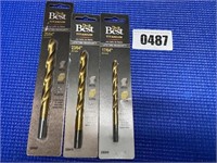 Titanium Drill Bits 25/64", 23/64", 17/64"