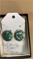 Sterling, silver, and turquoise clip on earrings