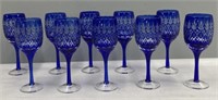 Cobalt Cut to Clear Glass Stemware Lot