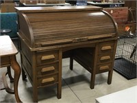 50x47x32 Inch Oak Roll Top Desk