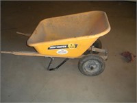 True Temper 8 Yard Double Wheel Yellow Wheelbarrow