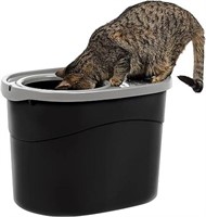IRIS USA Oval Top Entry Cat Litter Box with Scoop